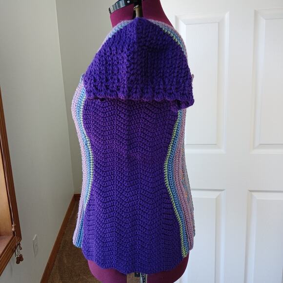 Hourglass Crochet Sweater Blouse 3X short puff sleeve shaping side panels - Picture 2 of 9